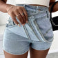 Y2K Street Vintage Denim Shorts  Hem A-Line Skinny Mini Skorts Skirt