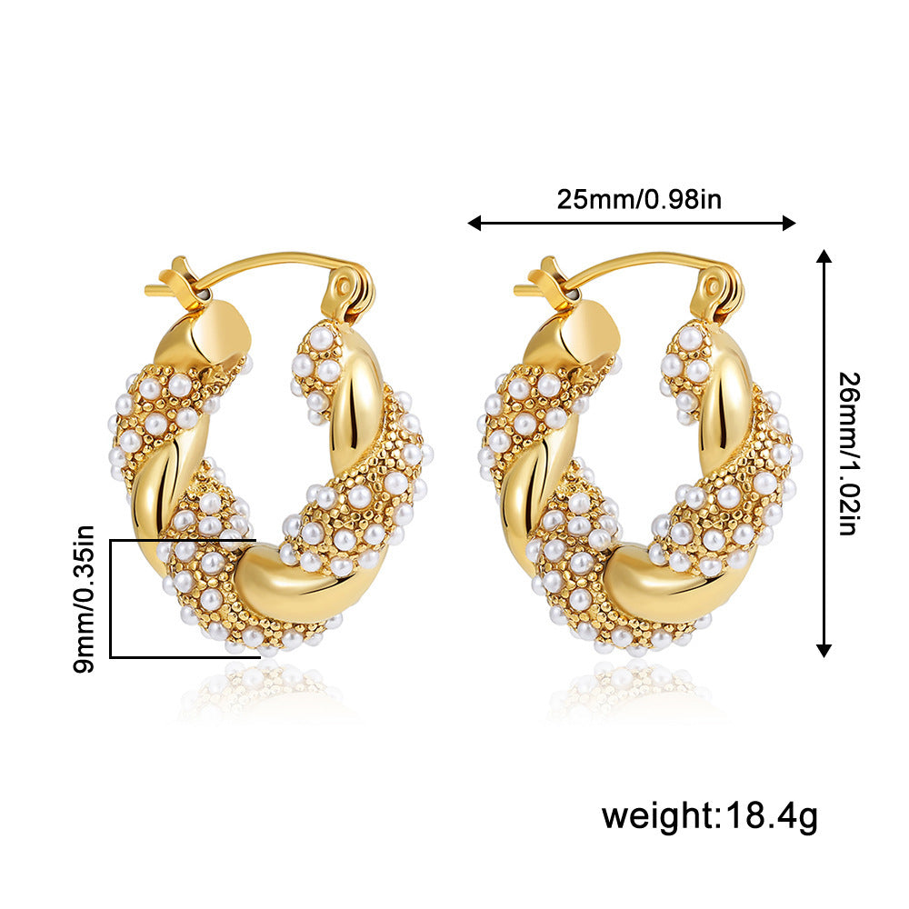 Ohrringe aus Edelstahl mit 18 Karat Vergoldung und Diamanten im Twist-Knot-Stil