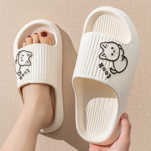 Cute Cat Slippers Summer  Shoes Bath Thick Platform Non-Slip Slides Indoor Outdoor