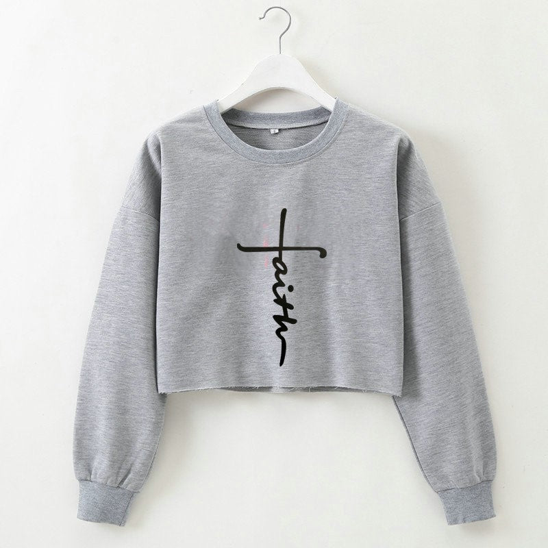 Pullover girocollo a maniche lunghe con stampa di lettere street style