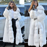 Cappotto di pelliccia lungo bianco stile lungo da donna