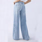 Straight Trousers Embroidered Side Frayed Butterfly Jeans Baggy Pants