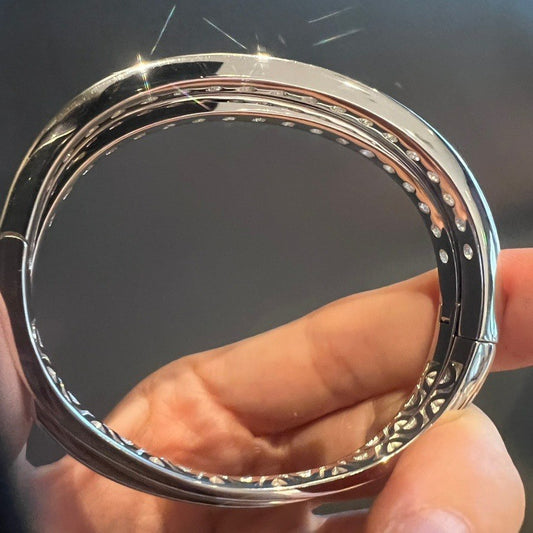 Armband aus reinem Silber mit 18 Karat vergoldetem großen Mosan-Diamanten und 40 Punkten