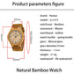 Women's Engraved Bamboo Photo Watch Wooden Leather Strap 40mm