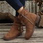 Round Toe Buckle Shoes Casual Retro Boots With Side Zipper Low Heel Outdoor Non Slip Ankle Boots For Women