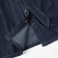 Washed Dark Blue Casual All-match Lace-up Bow Denim Shirt