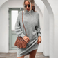 Winter turtleneck sweater knitted dress women