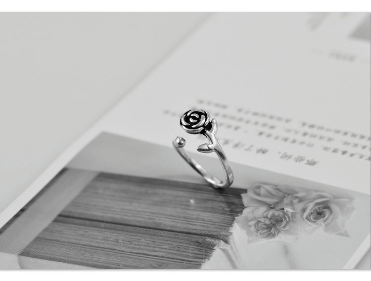 S925 Sterling Silber Rose Vintage Ring