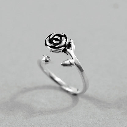 Anello vintage rosa in argento sterling S925