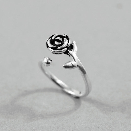 Anello vintage rosa in argento sterling S925