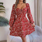 Fashion Floral Print Lantern Sleeve Dress