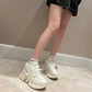 New Leather Lace Up Sponge Thick Soled For Women