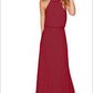 Women  Halter Chiffon Maxi Dress