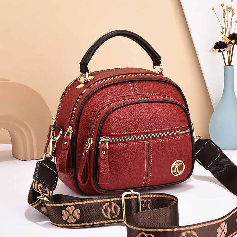 Versatile Crossbody Bag Multi-zipper Design