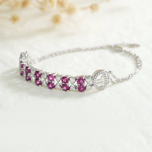 Bracciale in argento sterling S925 con granato viola, moda donna, gioielli di lusso leggeri con zirconi