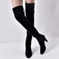 Pointed Toe Chunky Heel Over-the-knee Boots Springy Thigh Boot Women