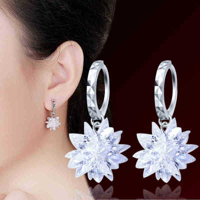 New fashion pure beauty ice 925 silver earrings hypoallergenic non-fading earrings