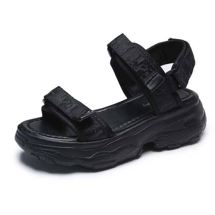 Sandali in velcro con punta aperta e plateau stile sportivo