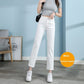 White Jeans Korean Style High Waist Stretch