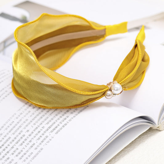 Hairband Satin Bright Silk Fabric Rhinestone Pearl Hairpin