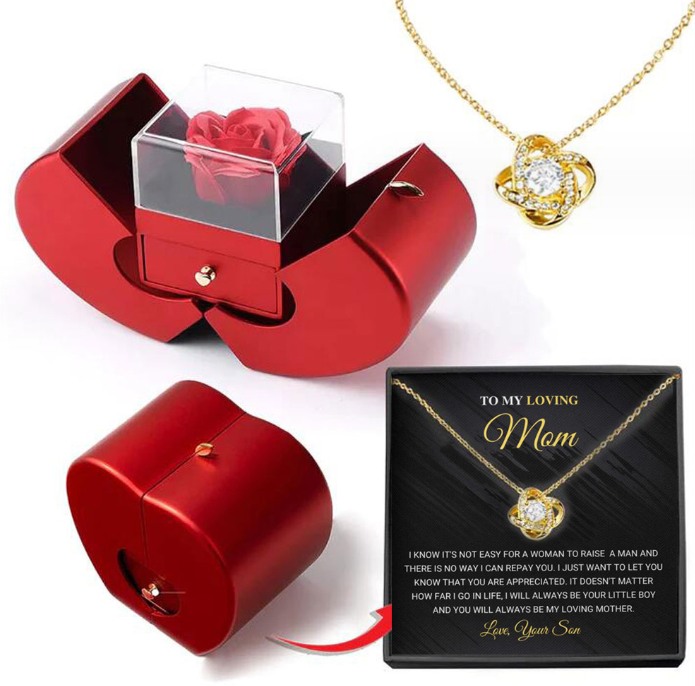 Fashion Jewelry Box Red Apple Necklace Eternal Rose For Girl