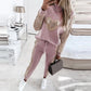 Women's Love Sequined Turtleneck Top And Trousers Casual Suit