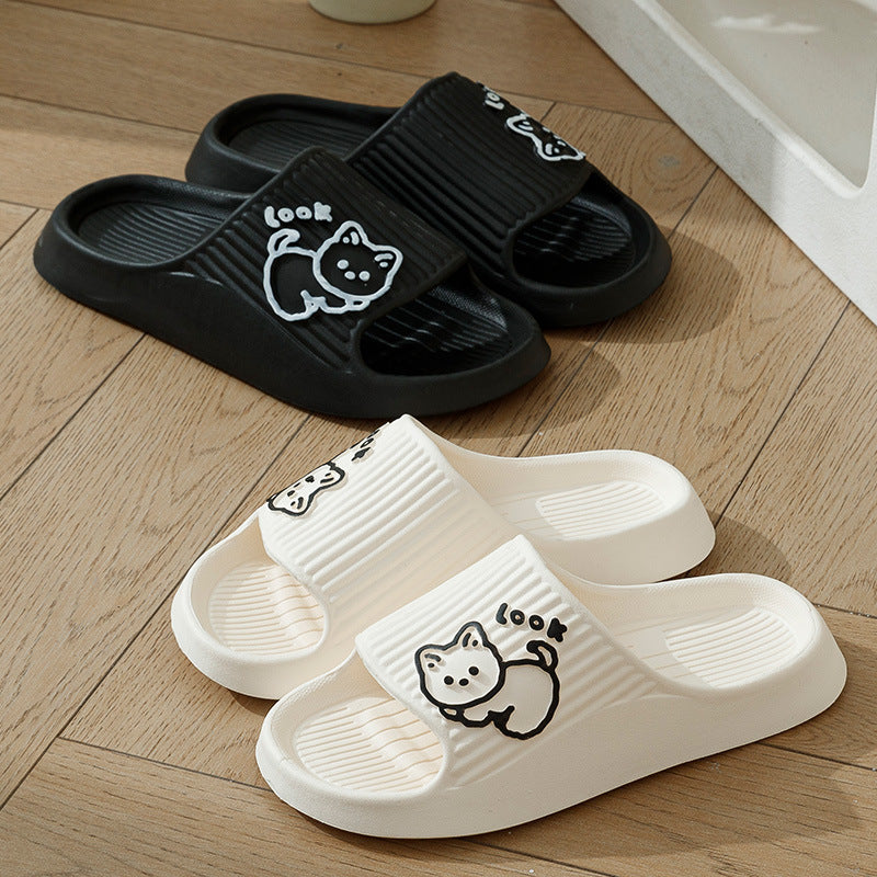 Cute Cat Slippers Summer  Shoes Bath Thick Platform Non-Slip Slides Indoor Outdoor