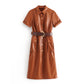 Women PU faux leather dress