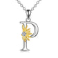 Sterling Silver Initial Alphabet Sunflower A Letter Script Name Pendant Necklace