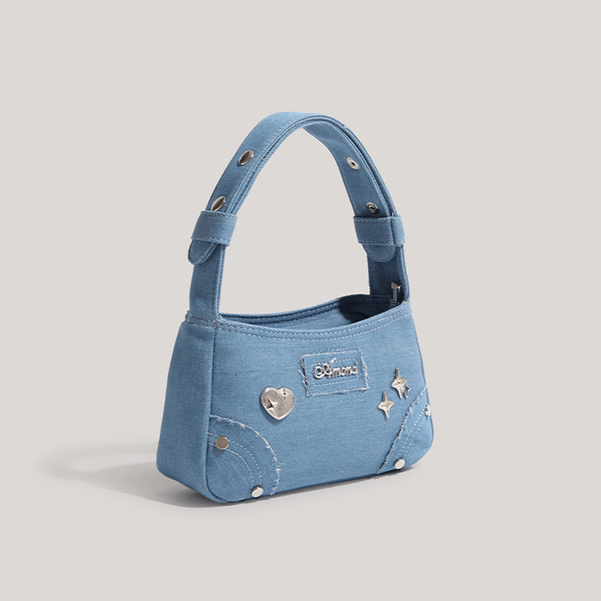 Borsa a mano piccola con design retrò di minoranza, estate, nuovo metallo XINGX Denim