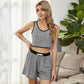 Solid Color Short Lace Up Vest Shorts Home Wear Casual Suit