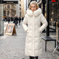 Winter Long Coat With Thickened Fur Collar Straight Slim Cotton-padded Jacket