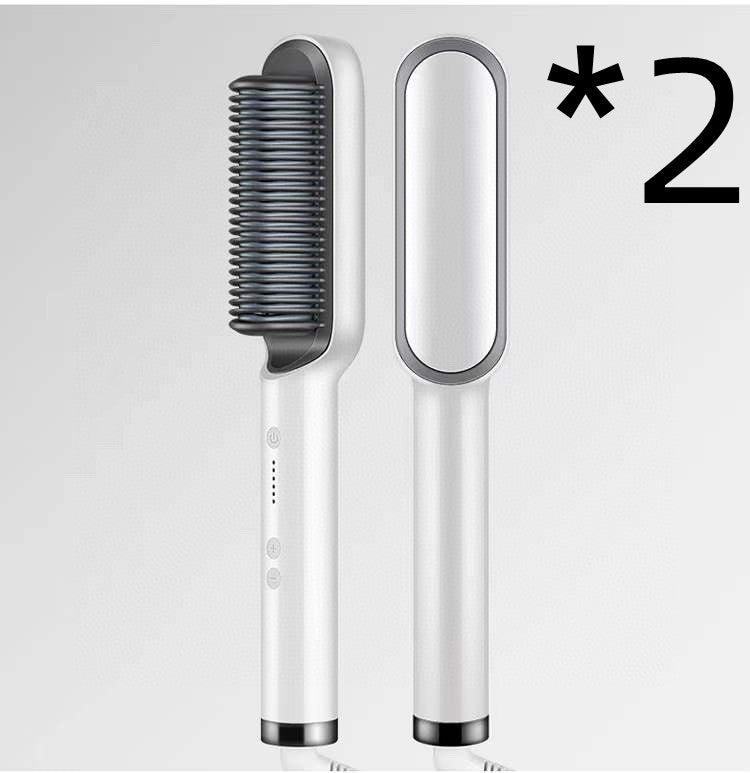 Neue 2 In 1 Haarglätter Heißer Kamm Negative Ionen Curling Tong Dual-zweck Elektrische Haar Bürste