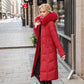 Winter Long Coat With Thickened Fur Collar Straight Slim Cotton-padded Jacket