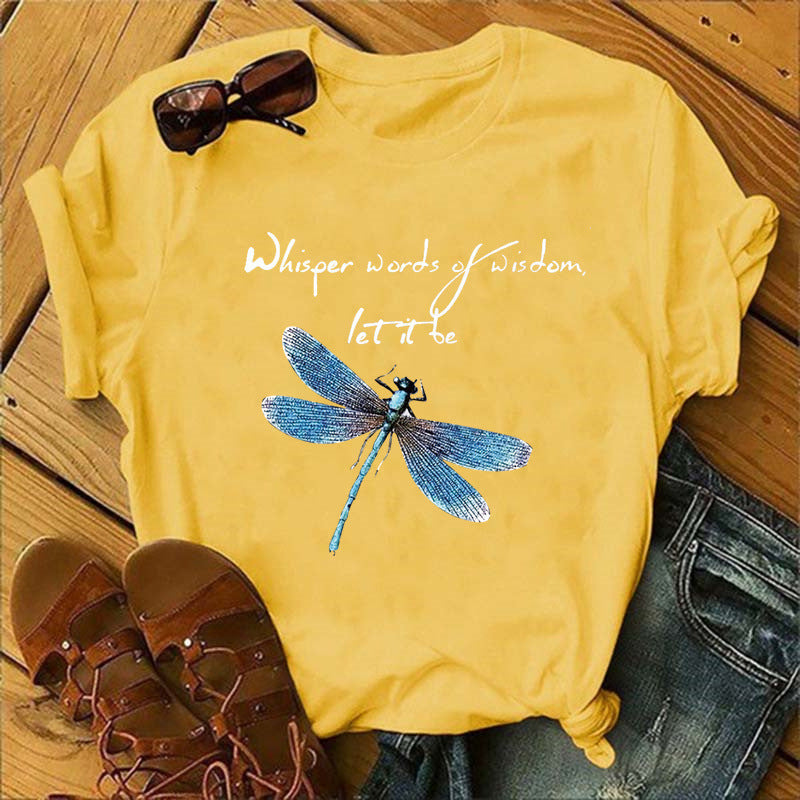 Let It Be Cute Bee Letter Alpaca Casual T-shirt