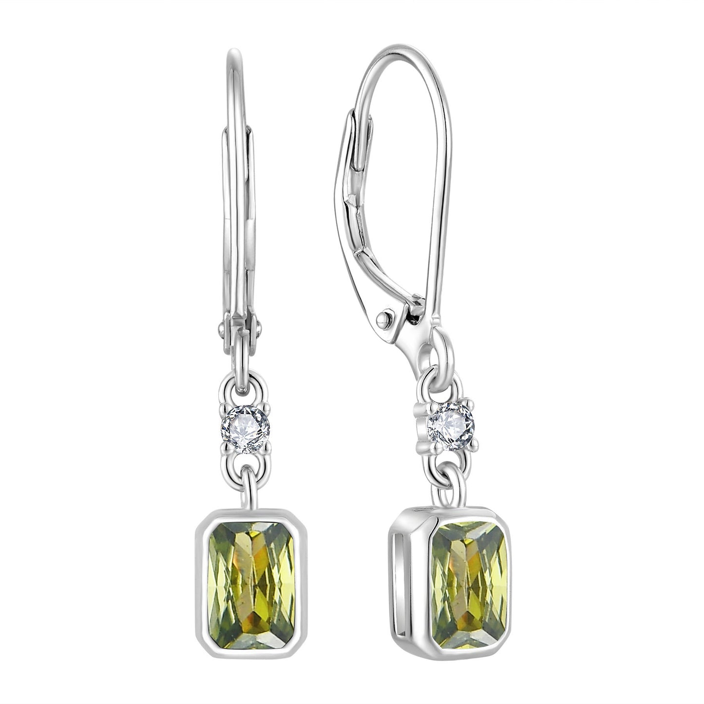 Rectangular Zircon Earrings Ear Hook S925 Silver