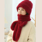 Women's Fleece-lined Scarf And Hat Winter Warm Knitted Hat Scarf