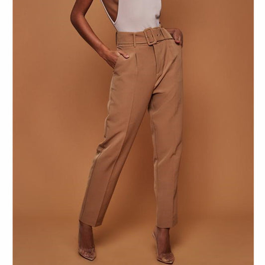 Women Straight Pants Lady Business Trousers Belt Women's Suit Pants Pants