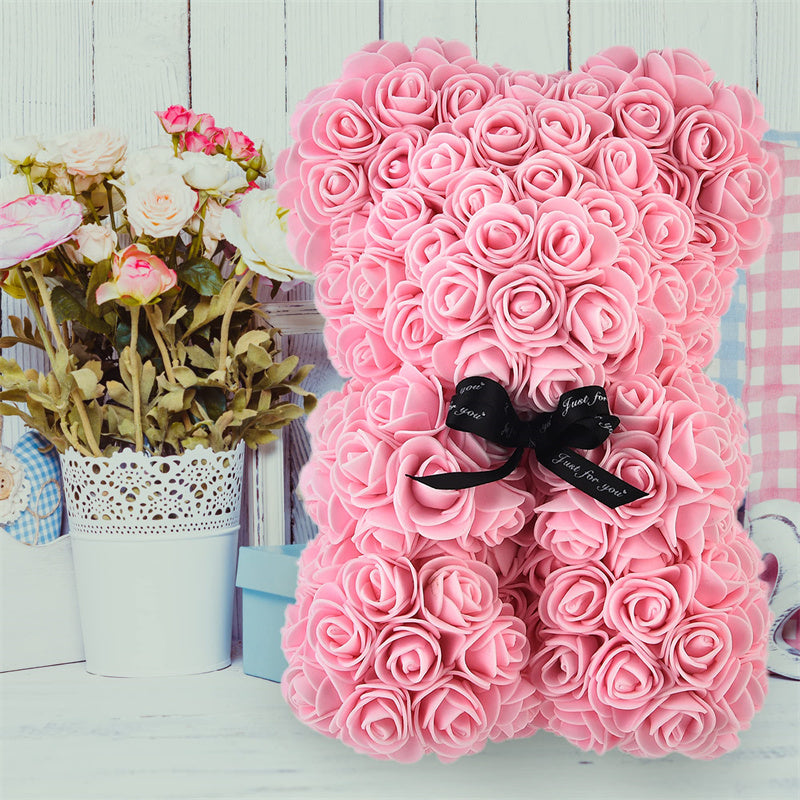 Love Gift Rose Bear Eternal Flower Rose Teddy Bear PE Foam Bear 25cm