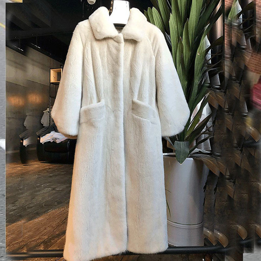 Faux Fur Long Solid Jacket White Black