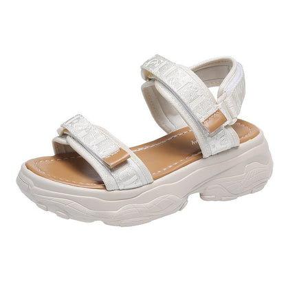 Sandali in velcro con punta aperta e plateau stile sportivo