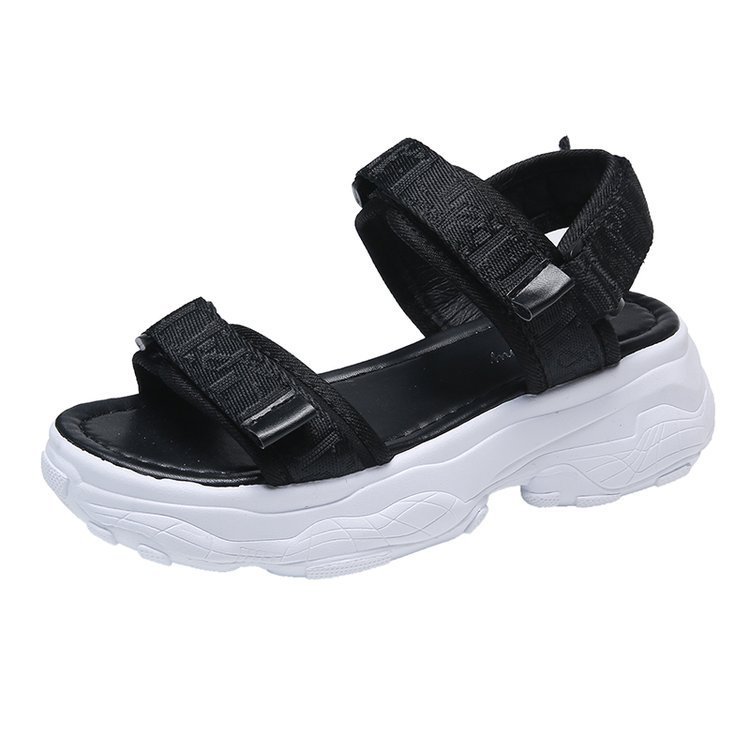 Sandali in velcro con punta aperta e plateau stile sportivo