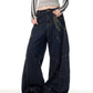 Women's Retro Patchwork Machete Wide Leg Denim Overalls