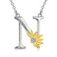 Sterling Silver Initial Alphabet Sunflower A Letter Script Name Pendant Necklace