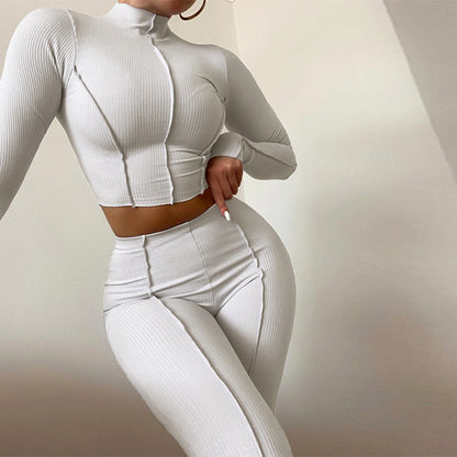 Reverse Wear Design Sense High Waist Slim Breathable Leisure Sports Suit