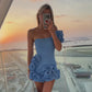 Fashion One-shoulder Slim Ruffled Flower-bud Design Short Dress