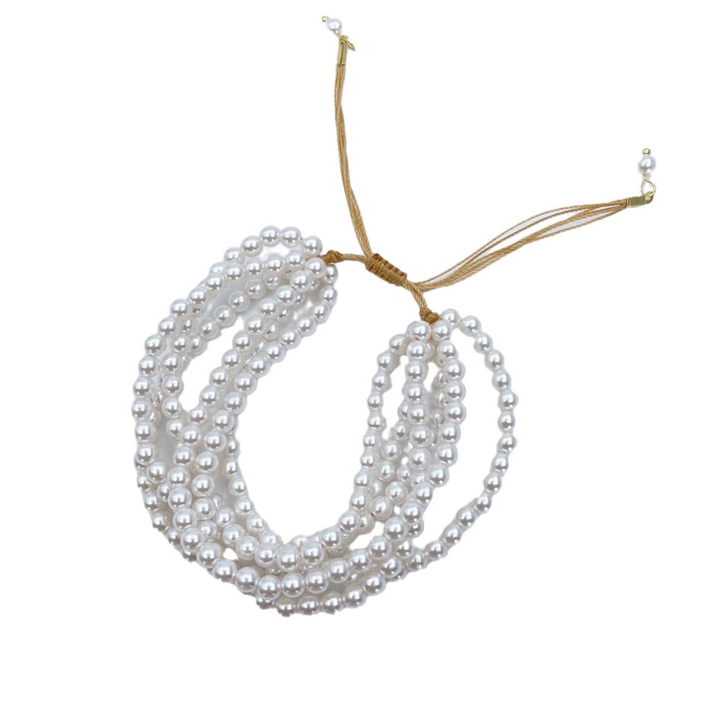 1 pezzo Braccialetto di perle multistrato per donna Braccialetto di perle bianche chic con corda regolabile unico ed elegante Gioiello da sposa elegante