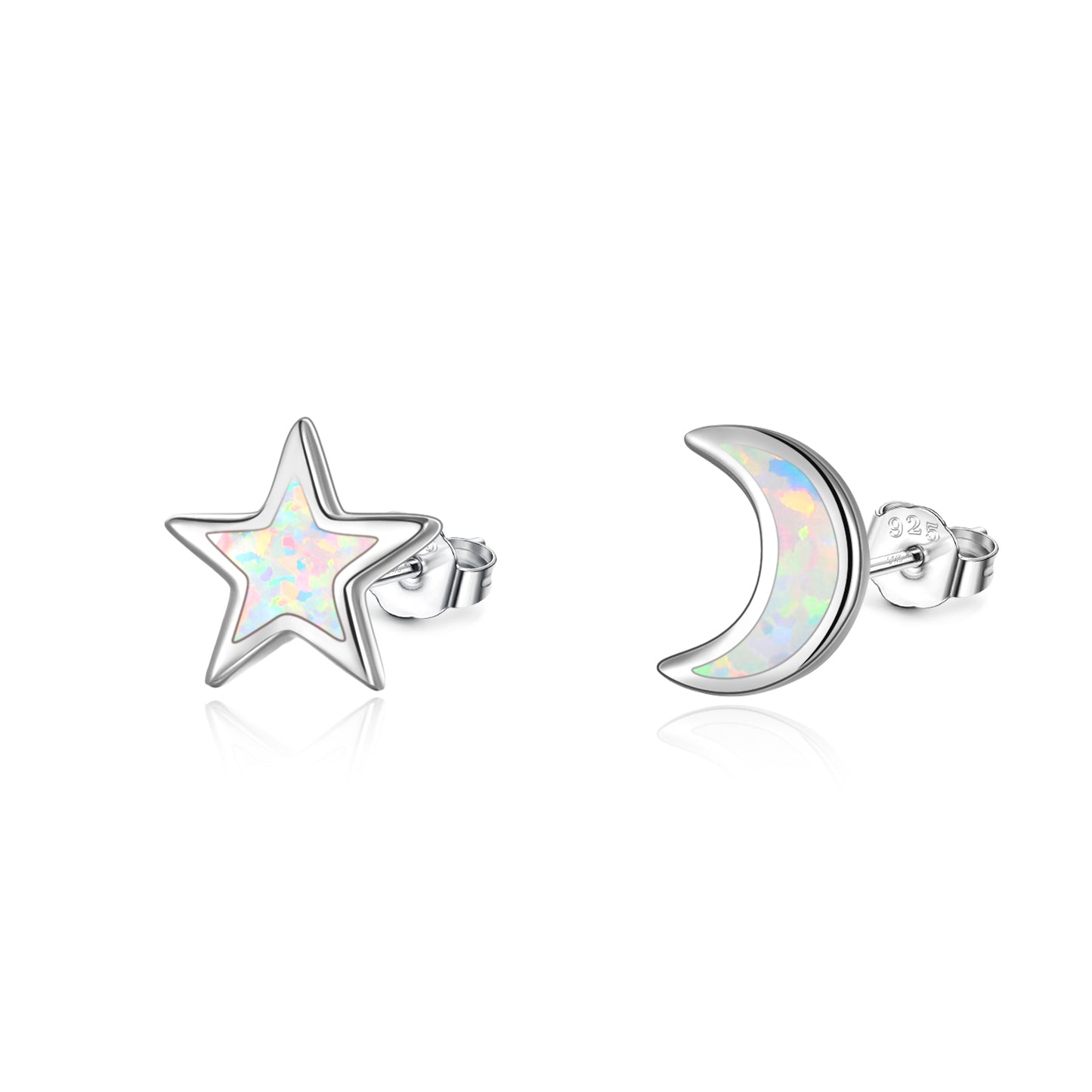 Orecchini Stella Luna Orecchini Celesti Asimmetrici in Argento Sterling 925