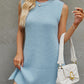 Round Neck Sleeveless Dress Summer Fashion Commuting Solid Color Slit Design