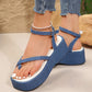 Summer Denim Thong Sandals Fashion Thick-soled Flat Shoes